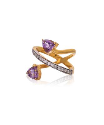 Yellow gold plated gemstone ring 3