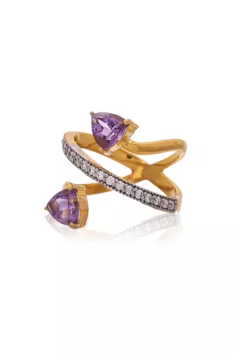 Yellow gold plated gemstone ring