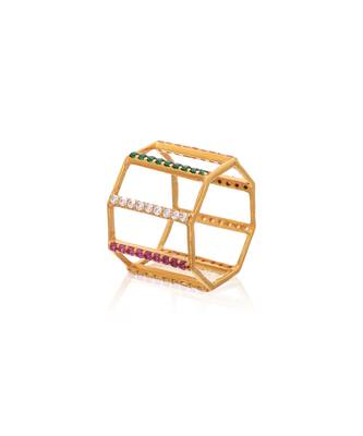 Multicolor sterling silver studded  ring 2