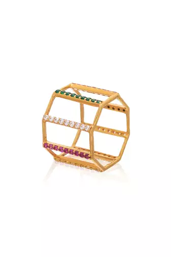 Multicolor sterling silver studded  ring