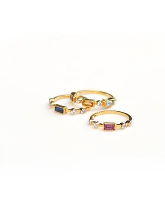 Yellow gold plated classic gemstone ring set of 3 2