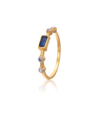 Yellow gold plated classic gemstone ring set of 3 4