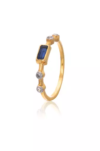 Yellow gold plated classic gemstone ring set of 3