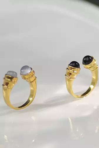 Yellow gold plated cuffed ring