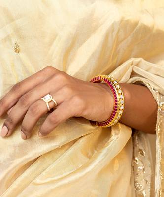 Yellow gold plated pearl ring 1