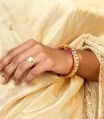 Yellow gold plated pearl ring