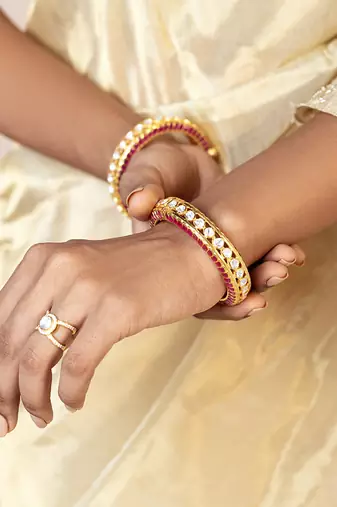 Yellow gold plated pearl ring