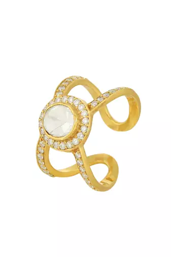 Yellow gold plated pearl ring