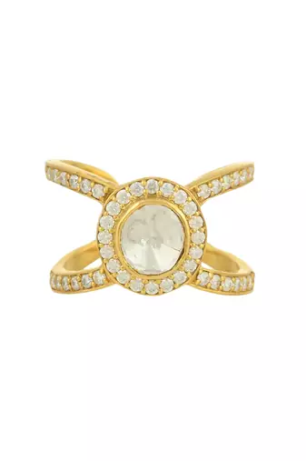 Yellow gold plated pearl ring