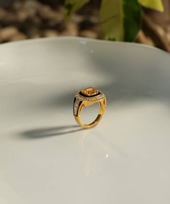 Yellow gold plated citrine ring 2