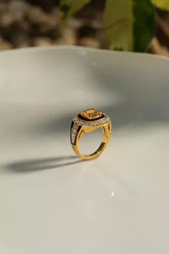 Yellow gold plated citrine ring