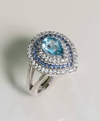 Blue studded jewellery sterling silver ring 2