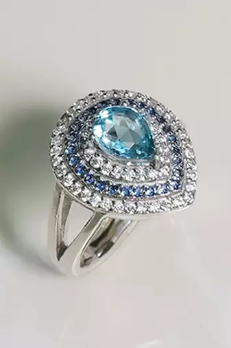 Blue studded jewellery sterling silver ring