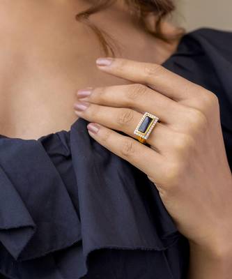 Black sterling silver studded jewellery ring 1