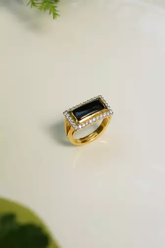 Black sterling silver studded jewellery ring