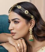 Green studded jewellery sterling silver maang-tikka