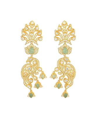 Green studded jewellery sterling silver necklace-set 3
