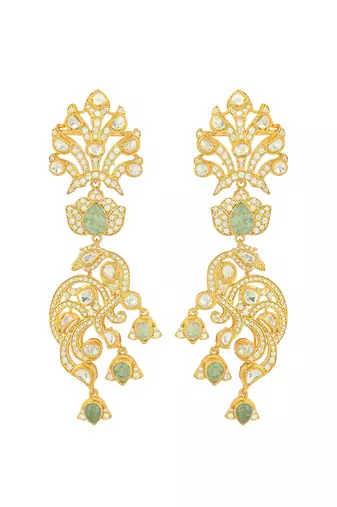Green studded jewellery sterling silver necklace-set