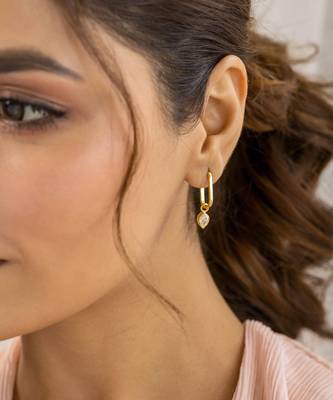 Silver studded jewellery yellow gold base earrings 2