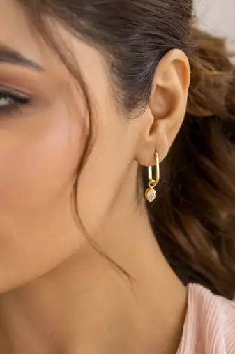 Silver studded jewellery yellow gold base earrings