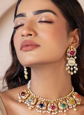 Multicolor  navratna necklace set 1