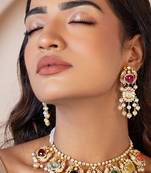 Multicolor  navratna necklace set