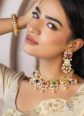 Multicolor  navratna necklace set 3