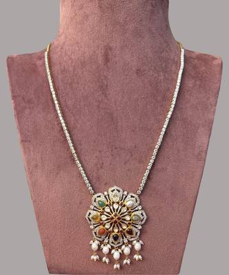 Multicolor sterling silver studded jewellery necklace-set 2
