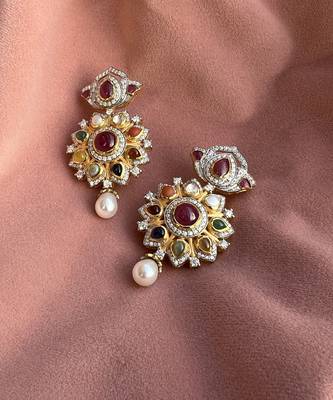 Multicolor sterling silver studded jewellery necklace-set 4