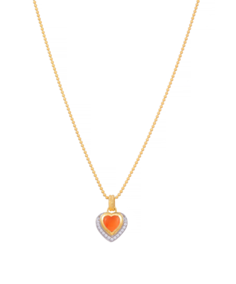 Yellow gold plated cara heart studded pendant 1