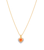 Yellow gold plated cara heart studded pendant