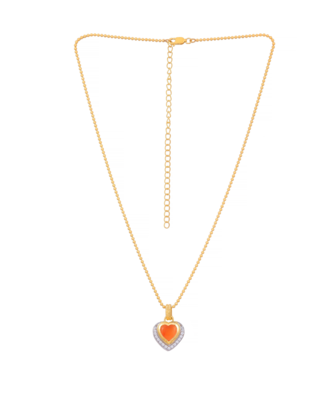 Yellow gold plated cara heart studded pendant 2