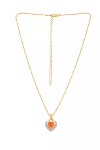 Yellow gold plated cara heart studded pendant