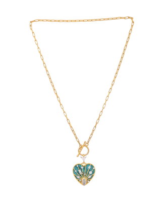 Blue gold plated heart pendant 1