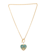 Blue gold plated heart pendant