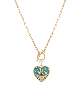 Blue gold plated heart pendant 2