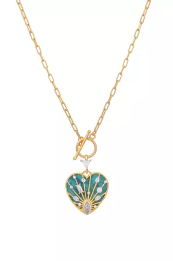 Blue gold plated heart pendant