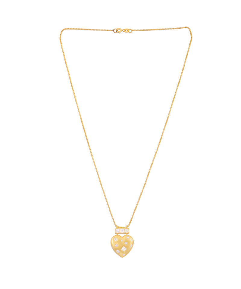 Yellow gold plated heart pendant with chain
