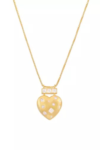 Yellow gold plated heart pendant with chain