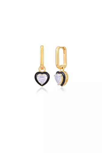 Black heart drop earrings