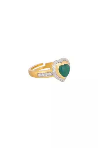 Green sterling silver studded jewellery ring