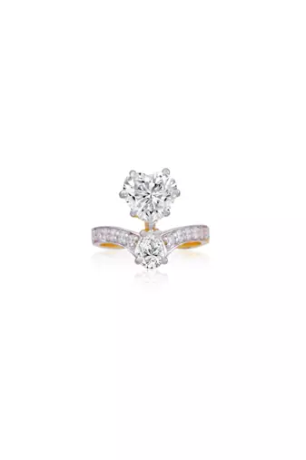 Silver studded jewellery ring with yellow gold plating