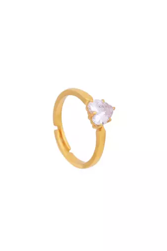 Yellow gold plated heart ring