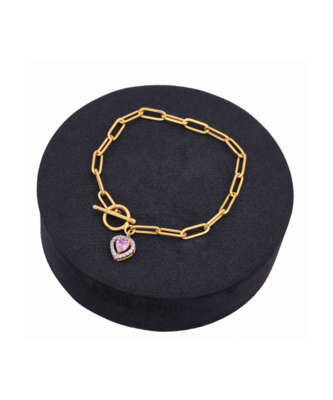 Gold plated pearl heart bracelet 1