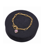 Gold plated pearl heart bracelet