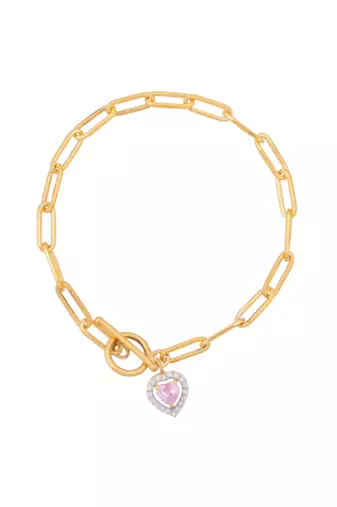 Gold plated pearl heart bracelet