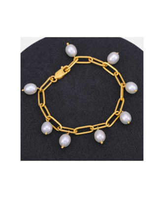 Yellow gold plated pearl bracelet 1