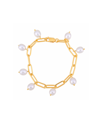 Yellow gold plated pearl bracelet 2