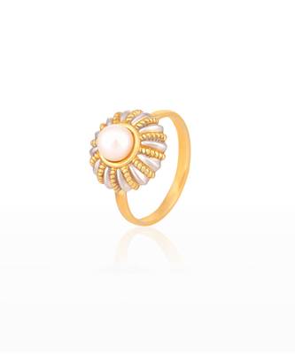 Yellow gold plated classic pearl ring 1