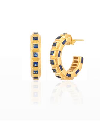 Blue gold plated hoops 1